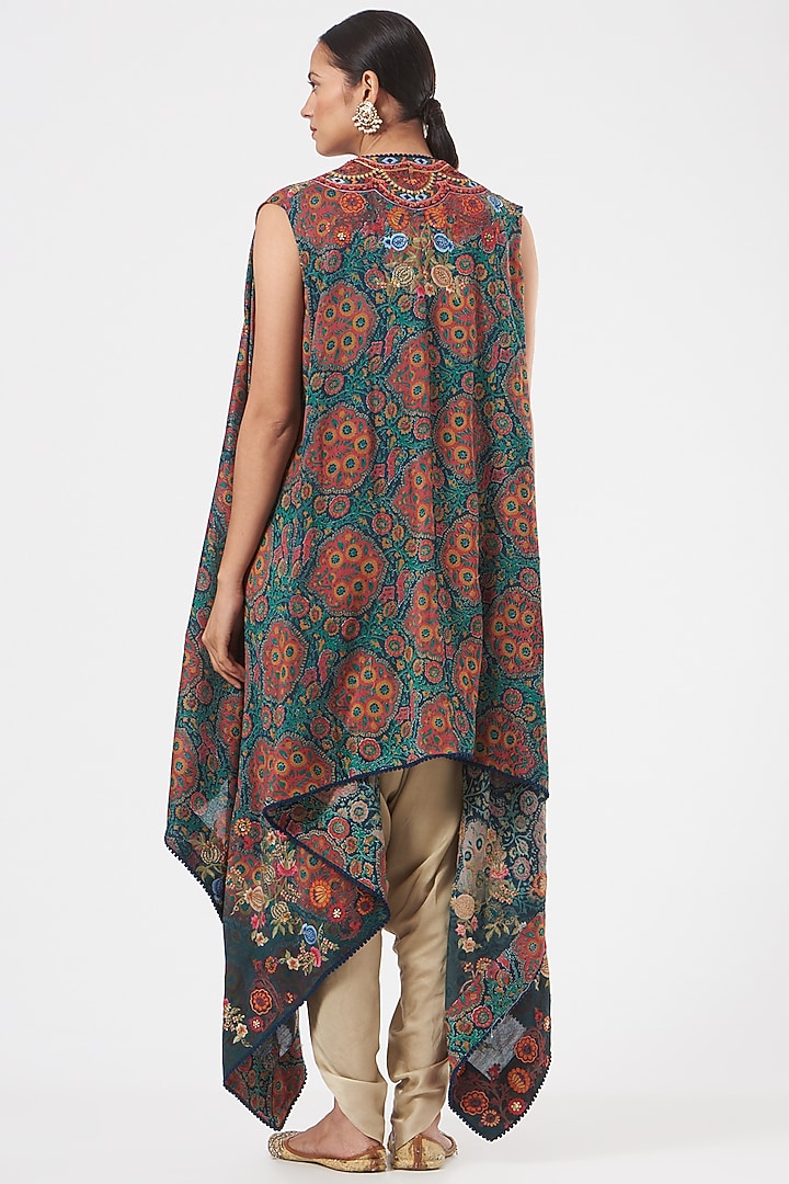 Multi-Colored Chanderi Jacket Set by Debyani at Pernia's Pop Up Shop