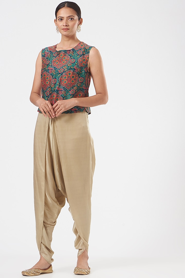 Multi-Colored Chanderi Jacket Set by Debyani at Pernia's Pop Up Shop