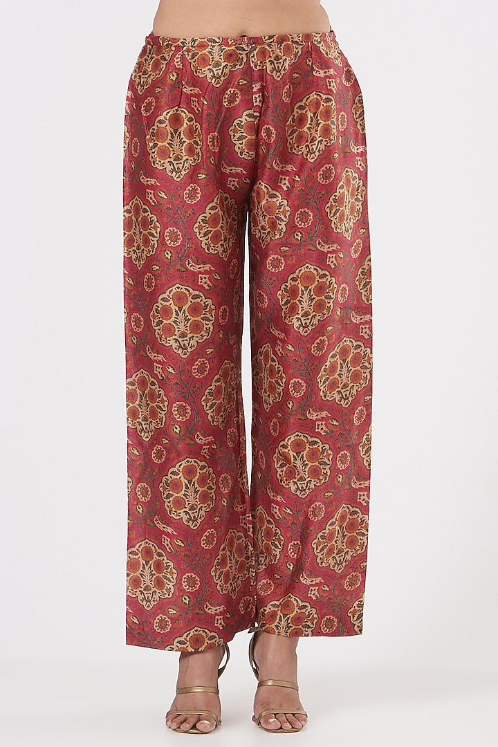 Magenta Habutai Silk Kurta Set by Debyani at Pernia's Pop Up Shop