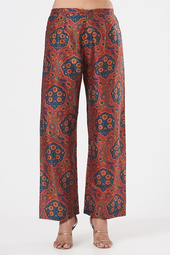 Red Habutai Silk Kurta Set by Debyani at Pernia's Pop Up Shop