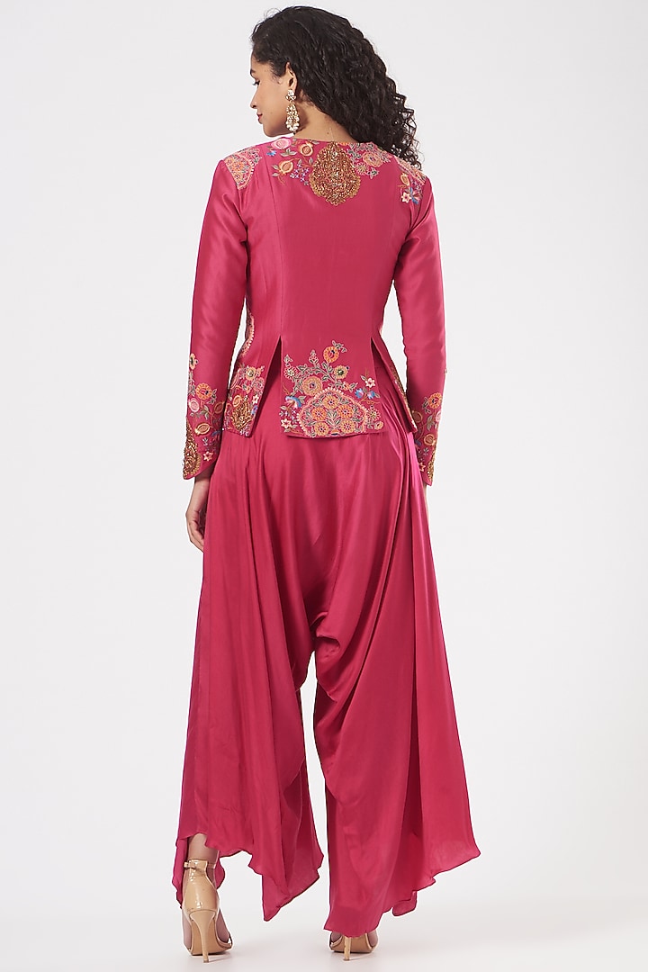 Pink Modal Satin Wedding Sharara Set by Debyani at Pernia's Pop Up Shop