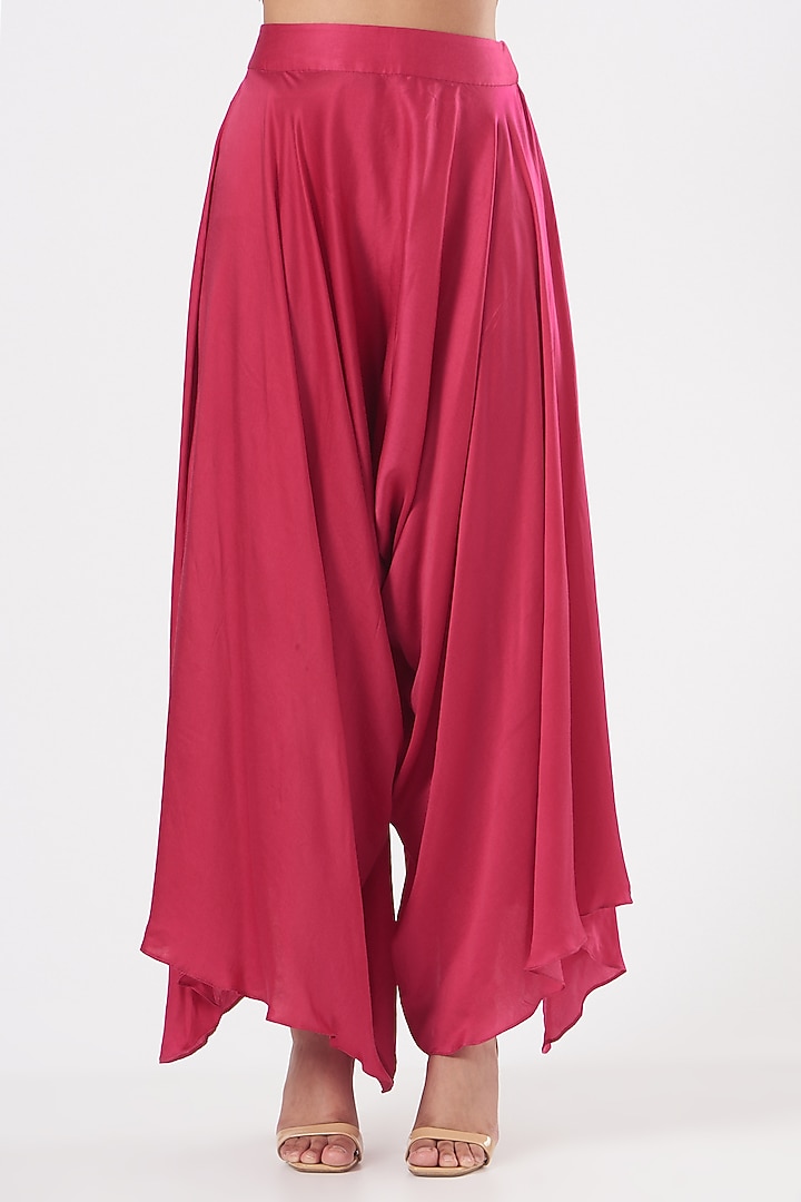 Pink Modal Satin Wedding Sharara Set by Debyani at Pernia's Pop Up Shop