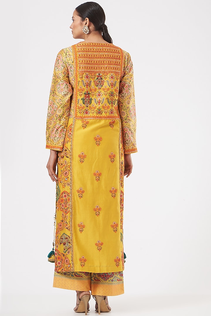 Mustard Habutai Silk Kurta Set  by Debyani at Pernia's Pop Up Shop
