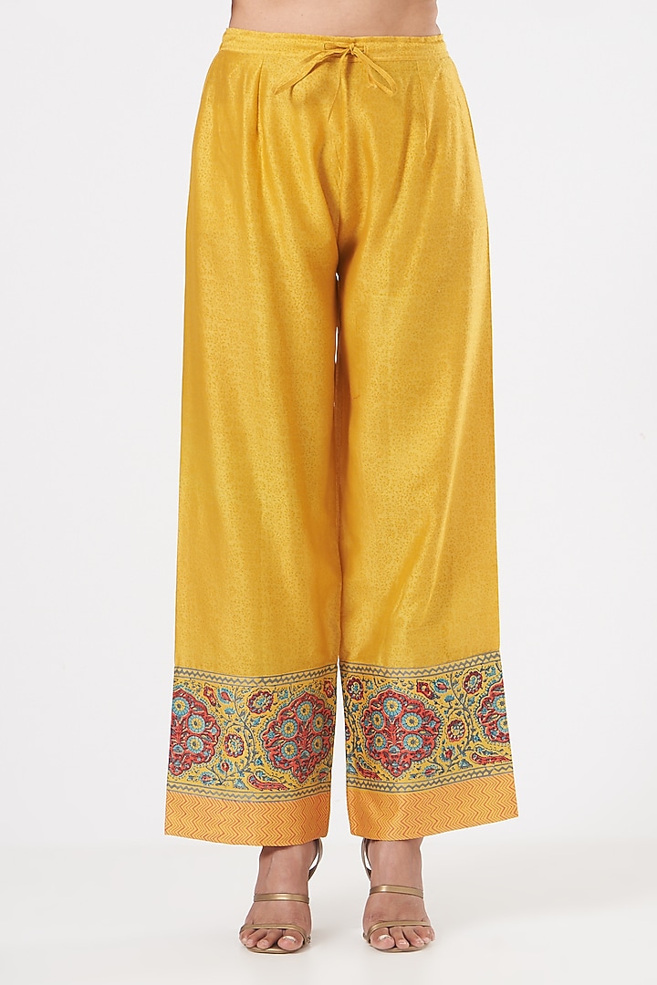 Mustard Habutai Silk Kurta Set  by Debyani at Pernia's Pop Up Shop