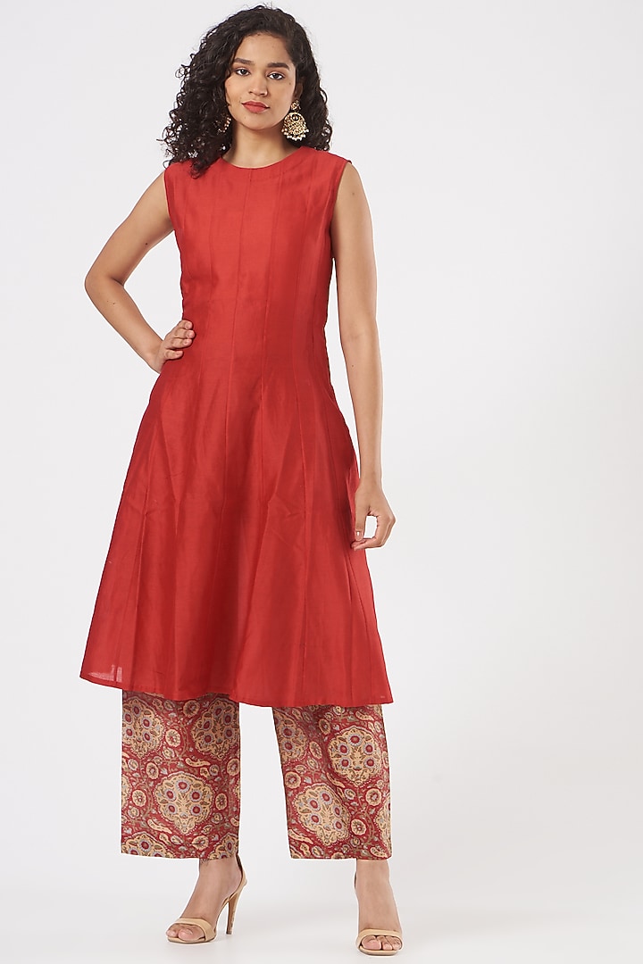 Red Embroidered Jacket Set by Debyani at Pernia's Pop Up Shop