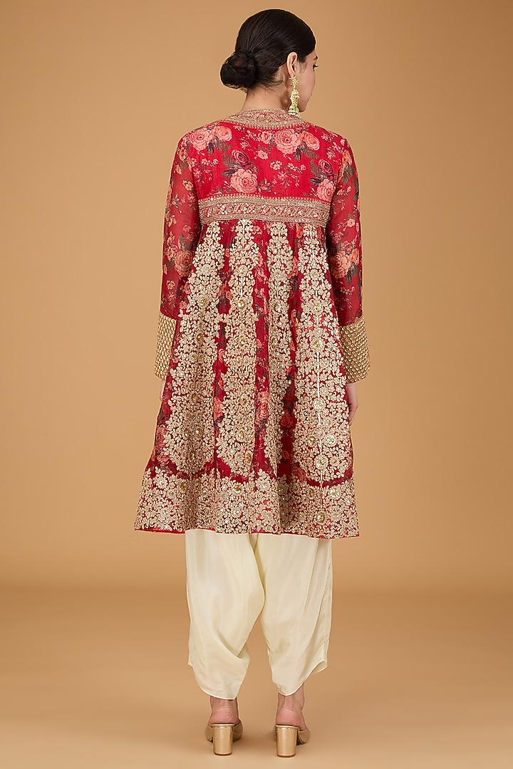 Red Organza Tunic Set by Debyani at Pernia's Pop Up Shop
