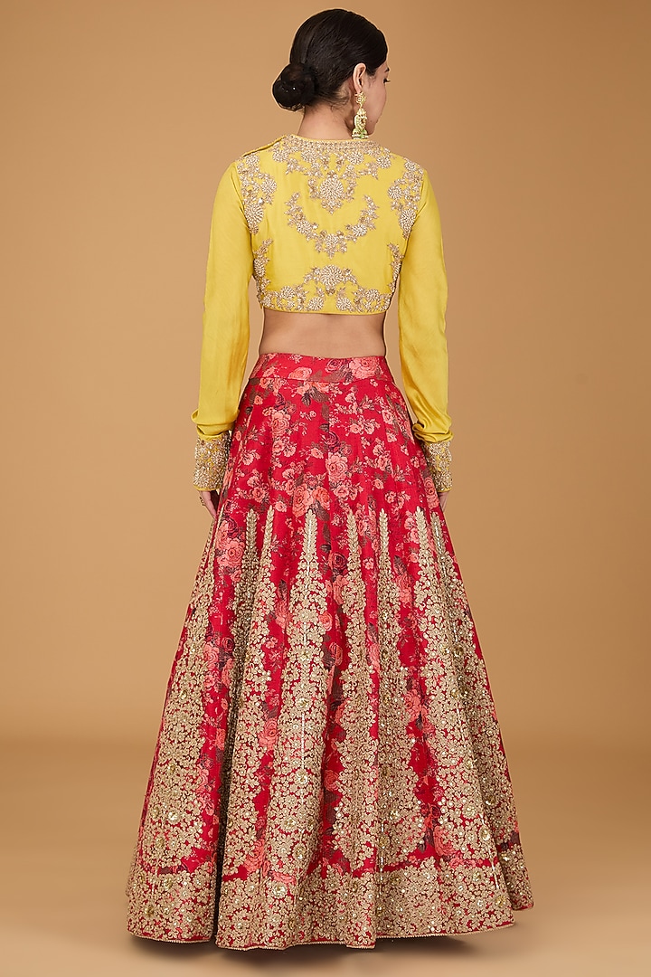 Red Organza Bridal Lehenga Set by Debyani at Pernia's Pop Up Shop