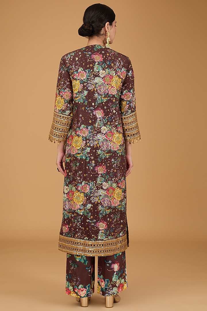 Black Silk Kurta Set by Debyani at Pernia's Pop Up Shop