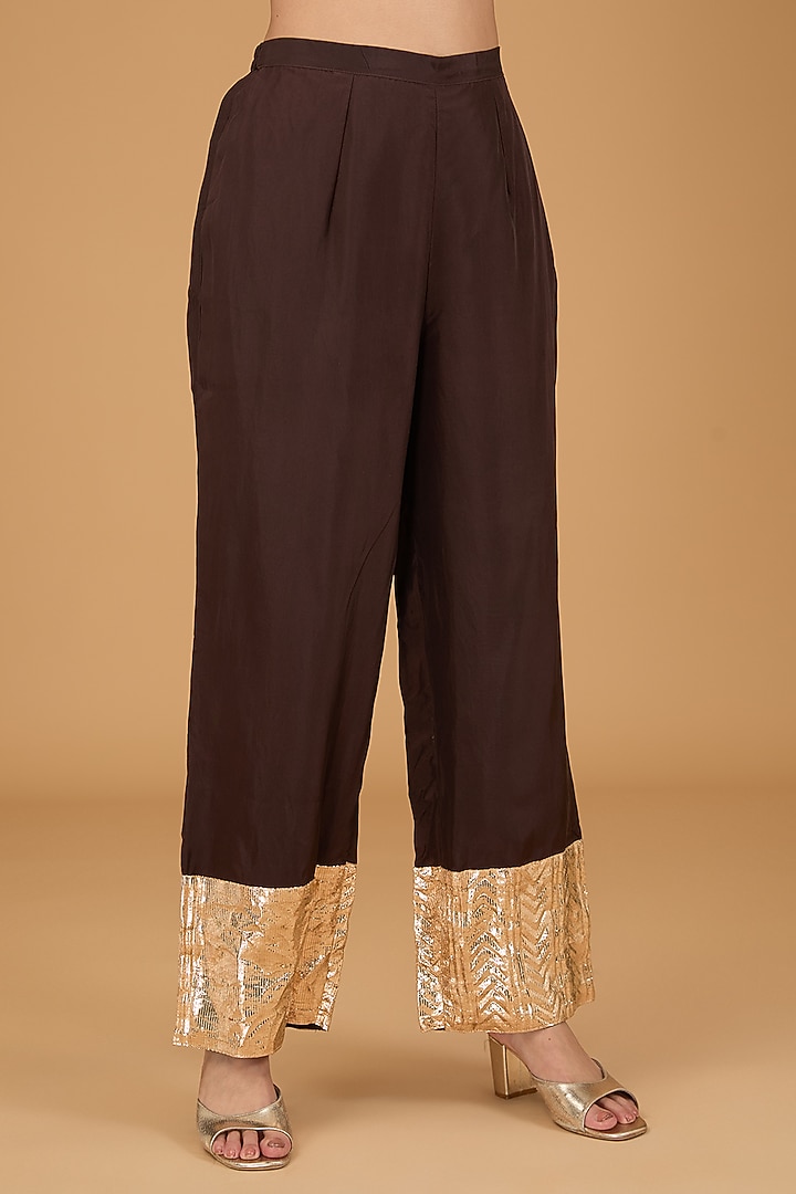 Black Silk Floral Choga Kurta Set by Debyani at Pernia's Pop Up Shop