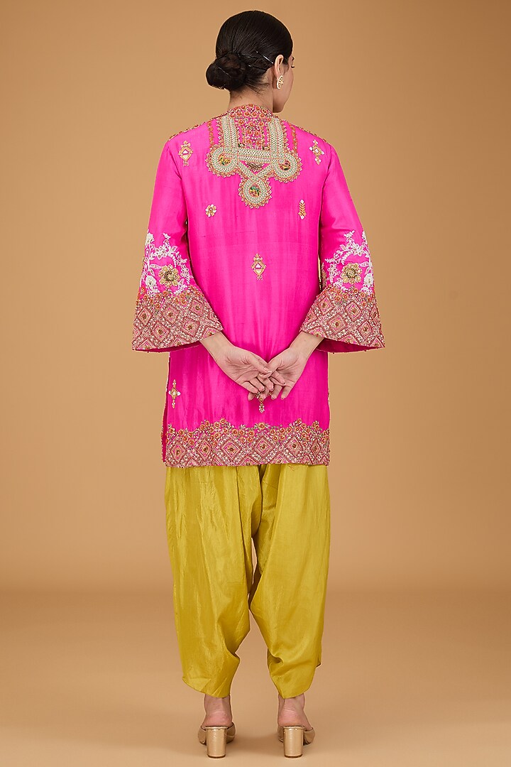 Pink Silk Kurta Set by Debyani at Pernia's Pop Up Shop