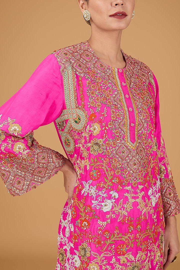 Pink Silk Kurta Set by Debyani at Pernia's Pop Up Shop