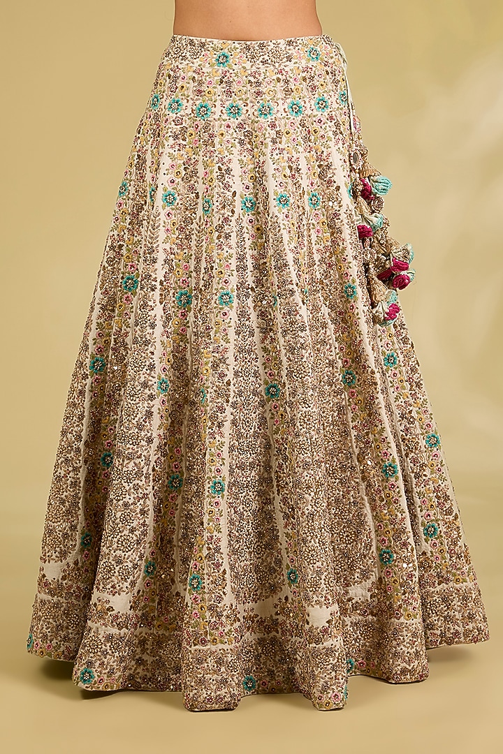 Ice Blue Silk Organza Embroidered Bridal Lehenga Set by Debyani at Pernia's Pop Up Shop