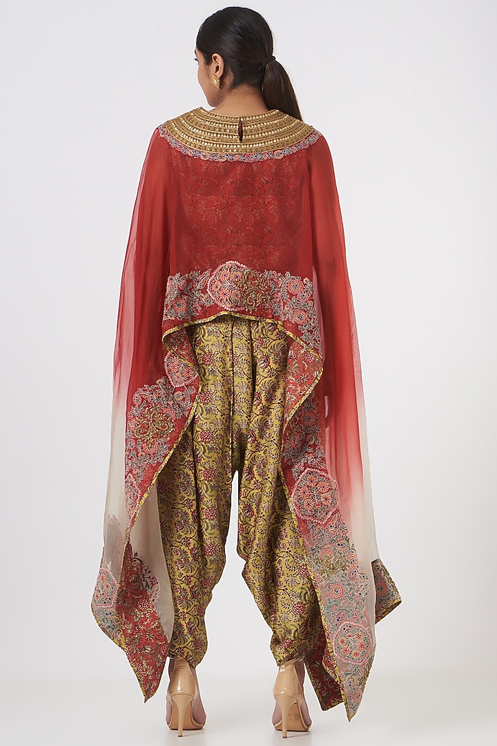 Light Red Ombre Cape Set by Debyani at Pernia's Pop Up Shop