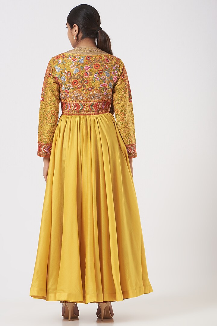 Mustard Chanderi & Mulmul Tunic Set by Debyani at Pernia's Pop Up Shop