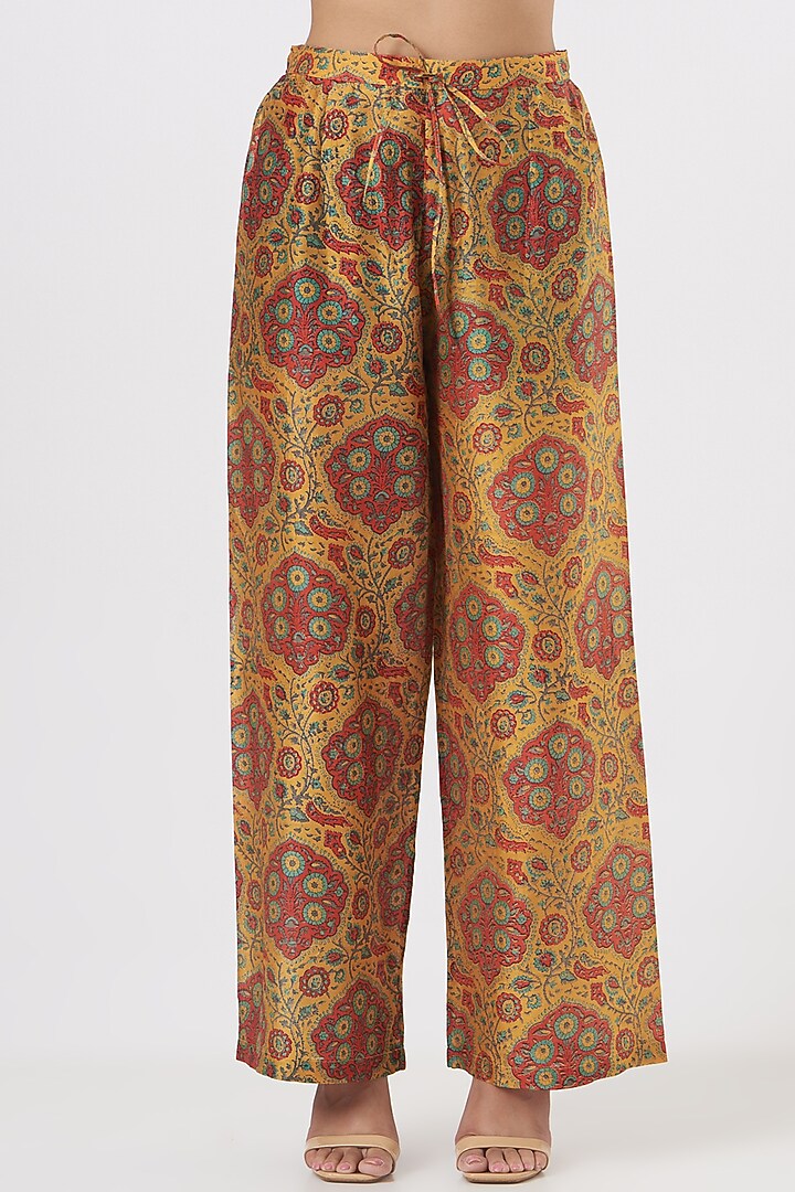 Mustard Chanderi & Mulmul Tunic Set by Debyani at Pernia's Pop Up Shop