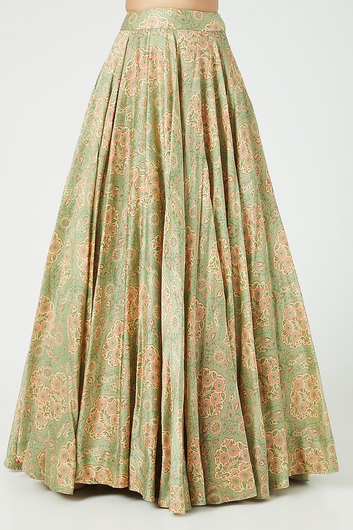 Pista Green Printed Wedding Lehenga Set by Debyani at Pernia's Pop Up Shop