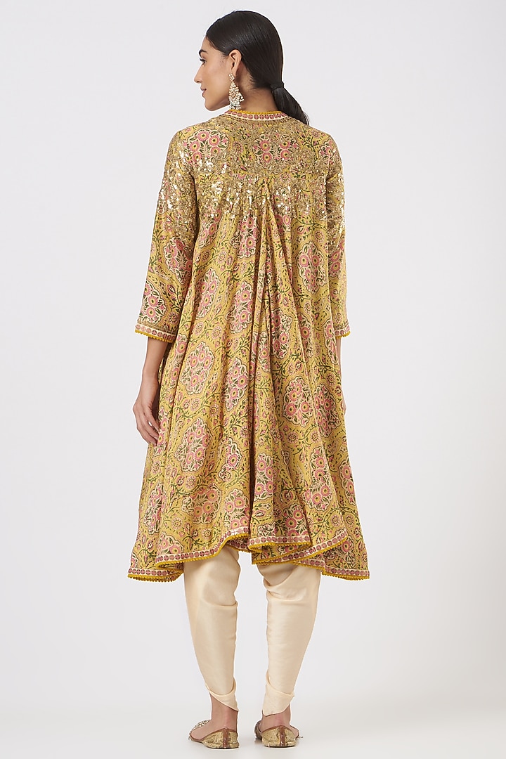 Mustard Trail Jacket Set With Sequins Work by Debyani at Pernia's Pop Up Shop