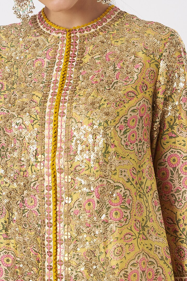 Mustard Trail Jacket Set With Sequins Work by Debyani at Pernia's Pop Up Shop