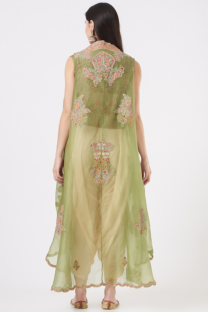 Pista Green High-Low Jacket Set by Debyani at Pernia's Pop Up Shop