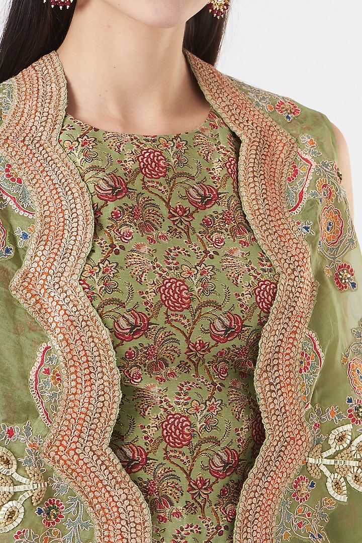 Pista Green High-Low Jacket Set by Debyani at Pernia's Pop Up Shop