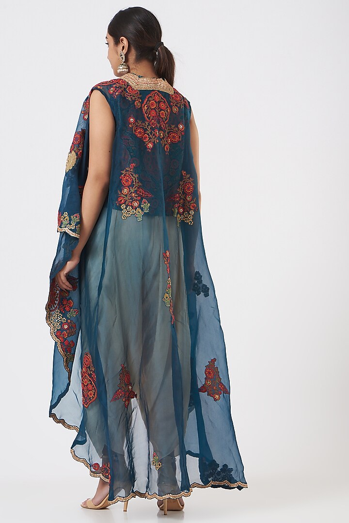 Cobalt Blue High-Low Jacket Set by Debyani at Pernia's Pop Up Shop