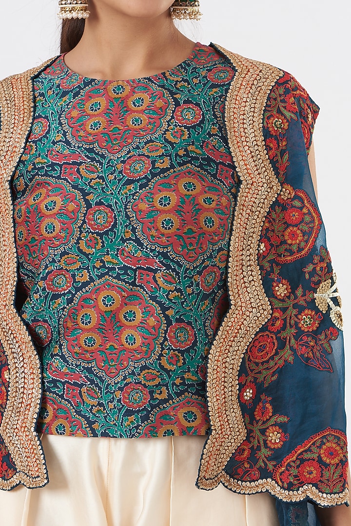 Cobalt Blue High-Low Jacket Set by Debyani at Pernia's Pop Up Shop