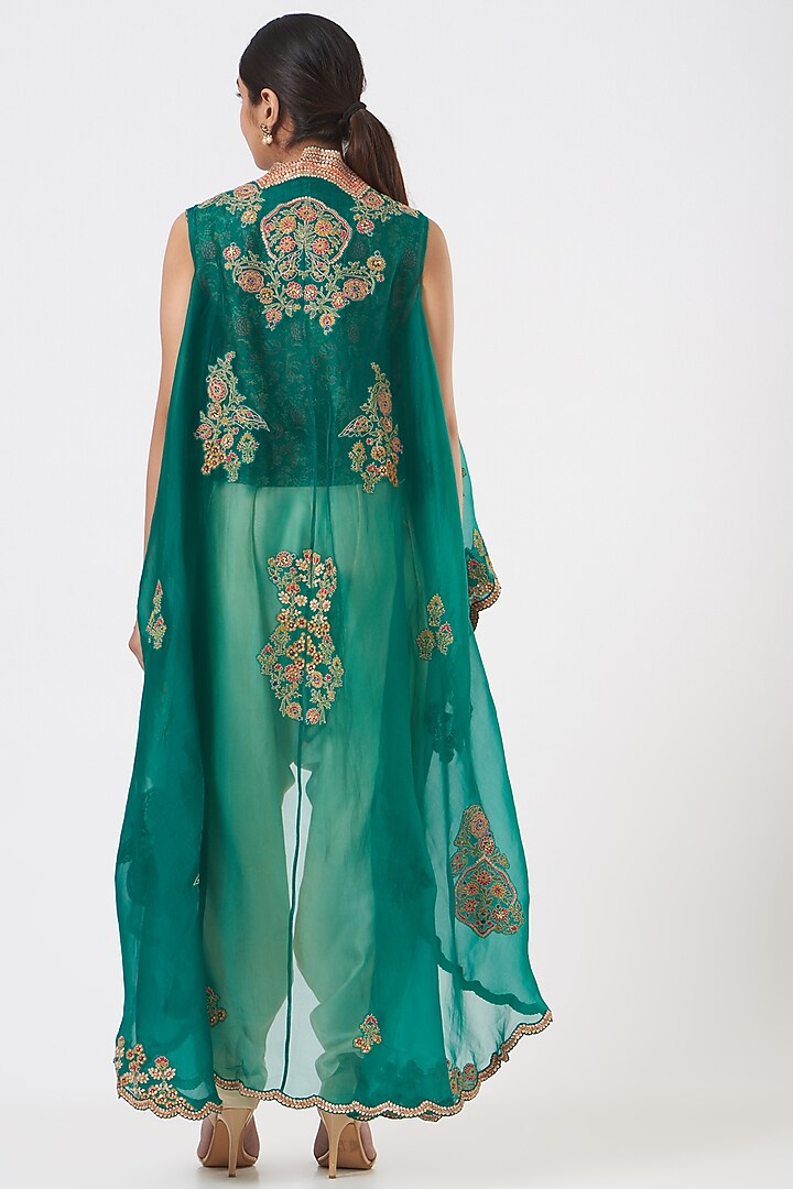 Ink Green High-Low Jacket Set by Debyani at Pernia's Pop Up Shop