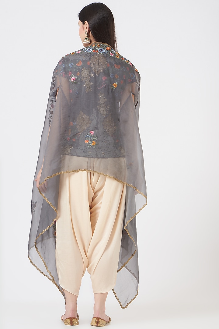 Grey Cape With Jacket Set by Debyani at Pernia's Pop Up Shop