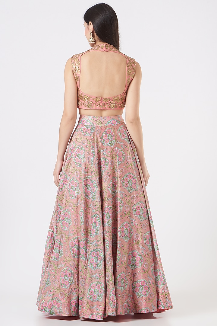 Old Rose Printed Skirt Set by Debyani at Pernia's Pop Up Shop