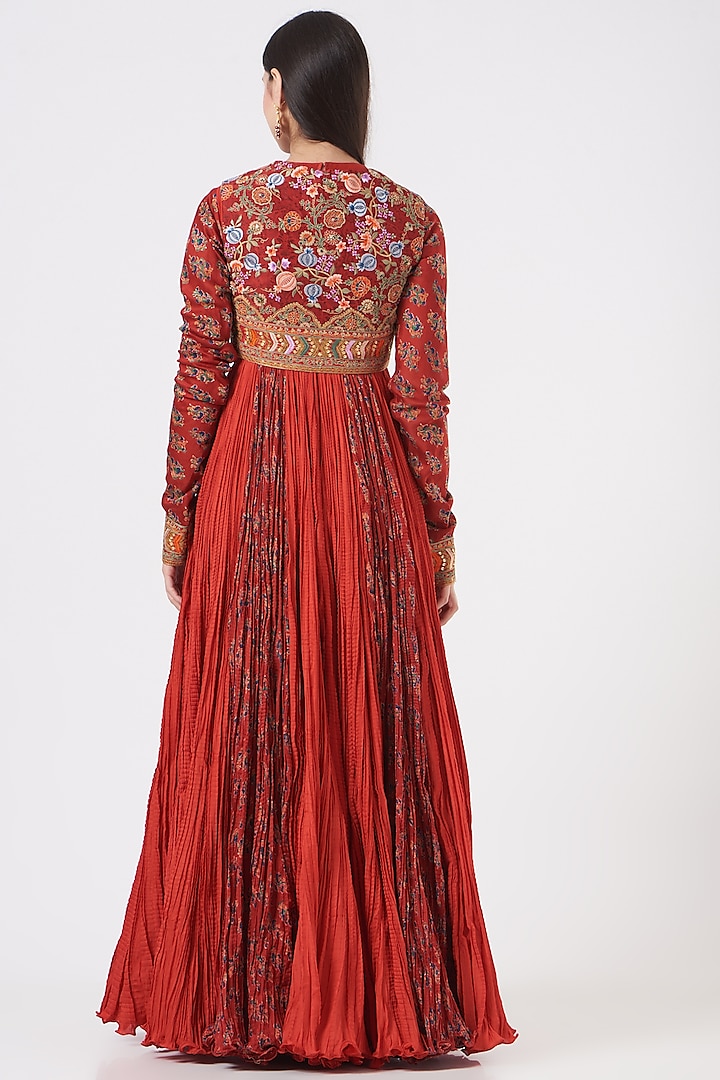 Heavy Red Crushed Bridal Anarkali Set by Debyani at Pernia's Pop Up Shop