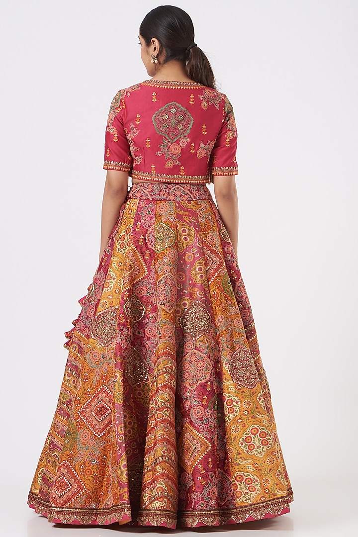 Fuchsia & Citrus Yellow Bridal Lehenga Set by Debyani at Pernia's Pop Up Shop