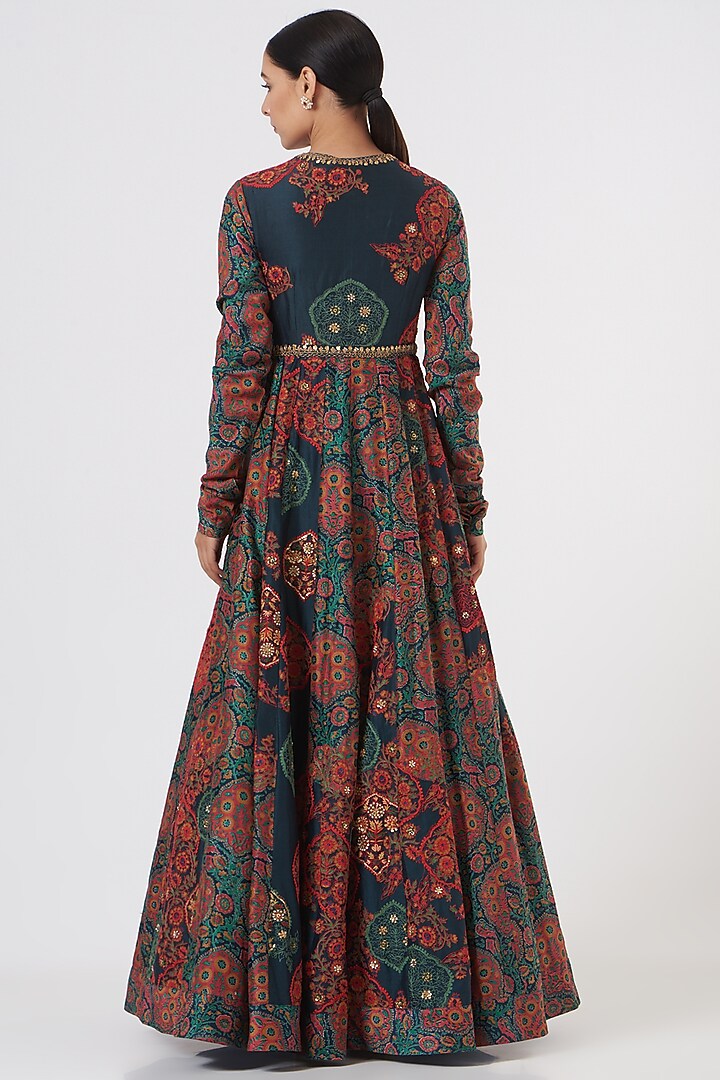 Opal Blue Kalidar Bridal Anarkali Set by Debyani at Pernia's Pop Up Shop