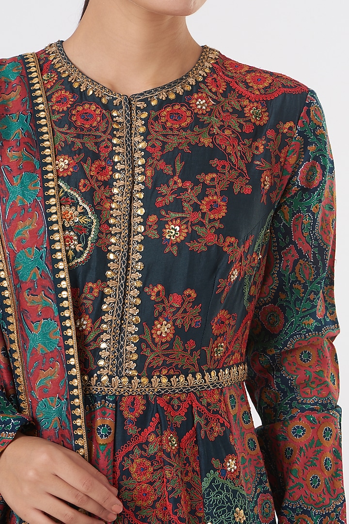Opal Blue Kalidar Bridal Anarkali Set by Debyani at Pernia's Pop Up Shop