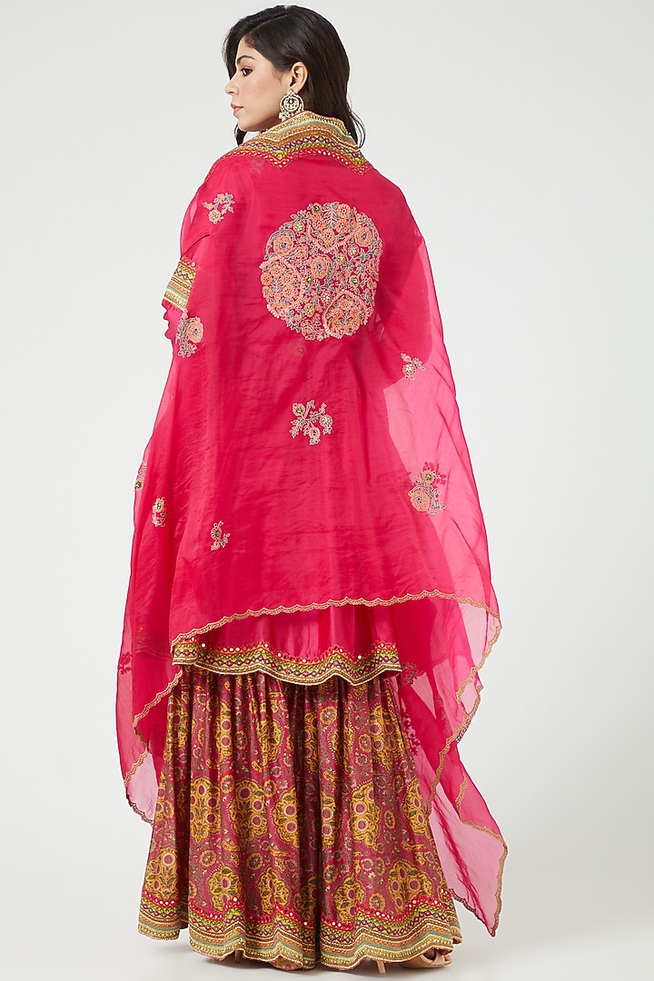 Magenta Printed Bridal Sharara Set by Debyani at Pernia's Pop Up Shop