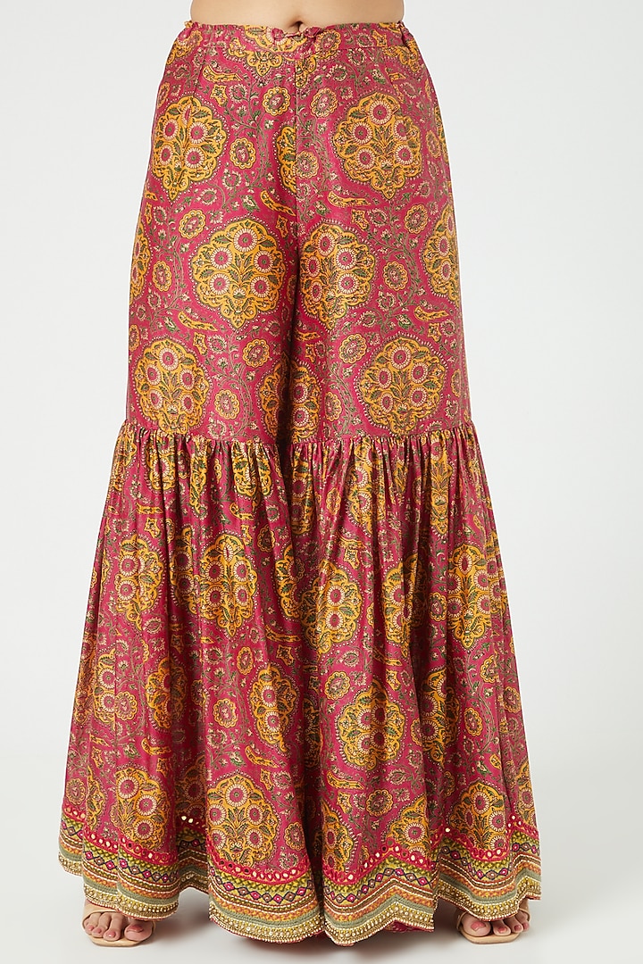 Magenta Printed Bridal Sharara Set by Debyani at Pernia's Pop Up Shop