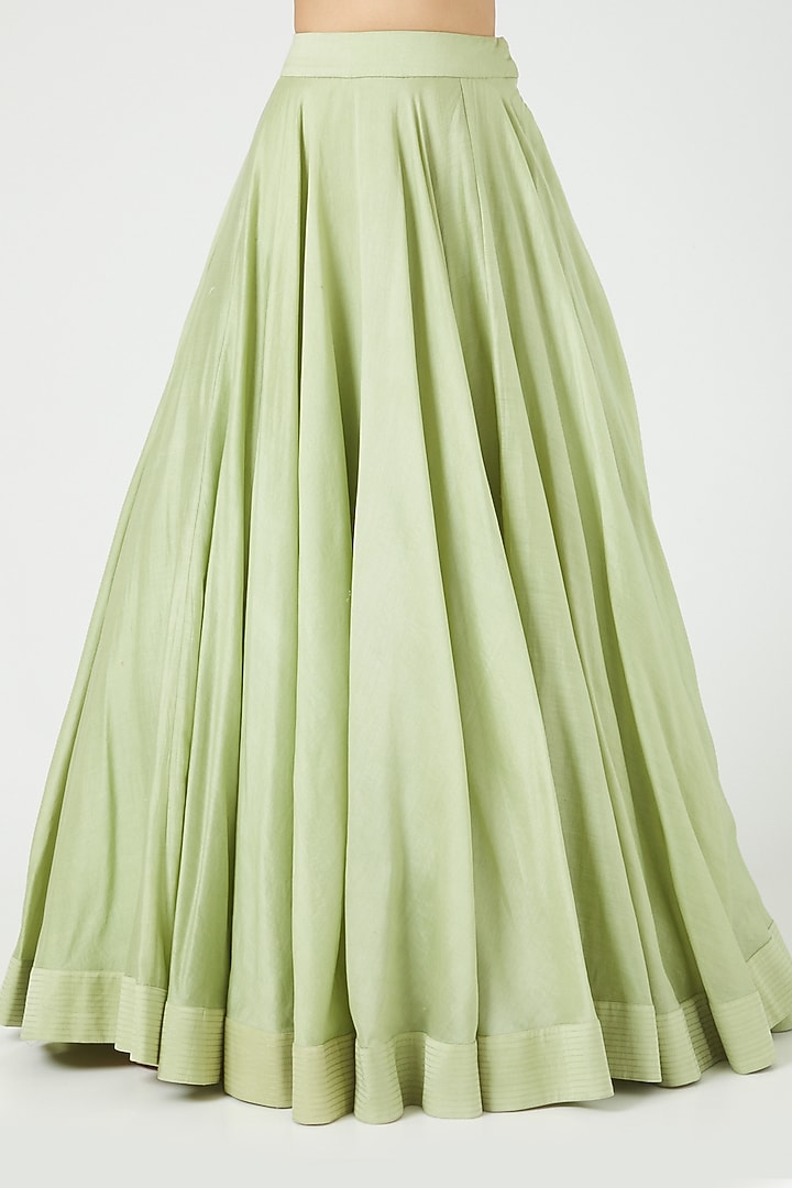 Pista Green Chanderi Wedding Lehenga Set by Debyani at Pernia's Pop Up Shop