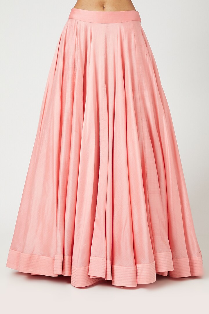 Old Rose Chanderi Jacket Wedding Lehenga Set by Debyani at Pernia's Pop Up Shop