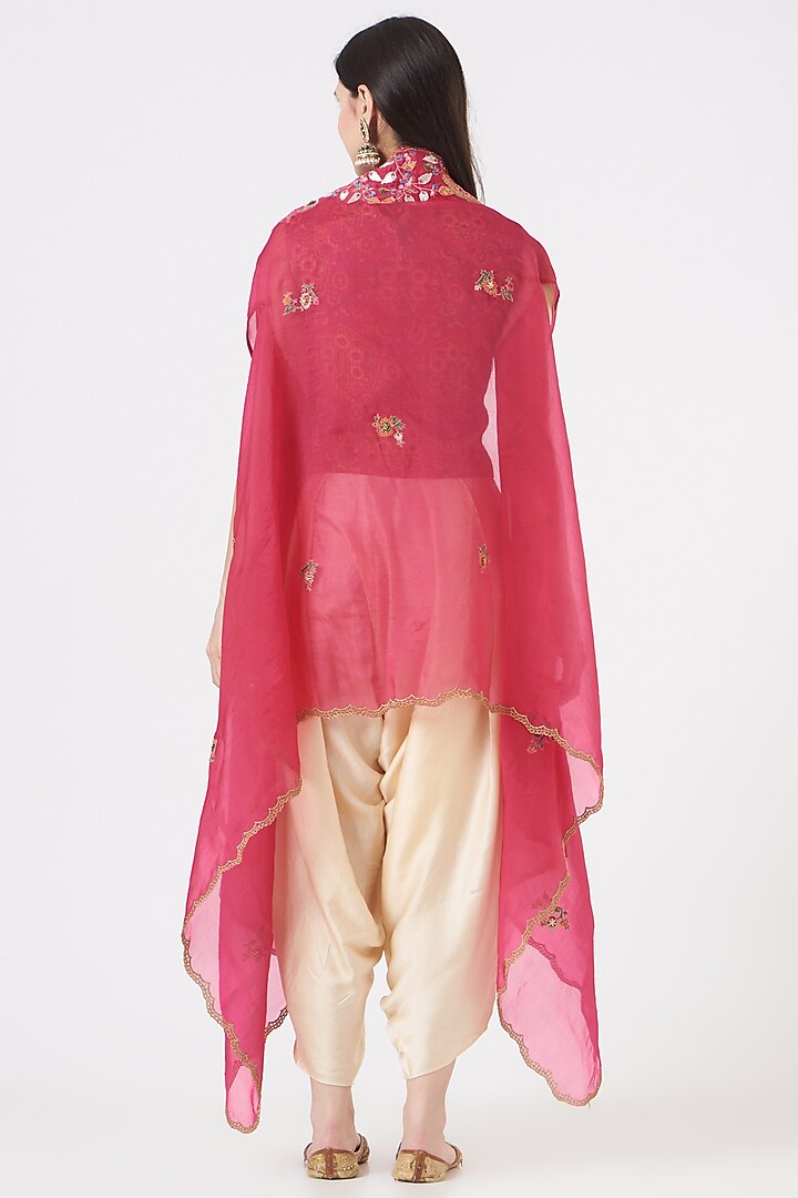 Magenta Chanderi Cape Set by Debyani at Pernia's Pop Up Shop