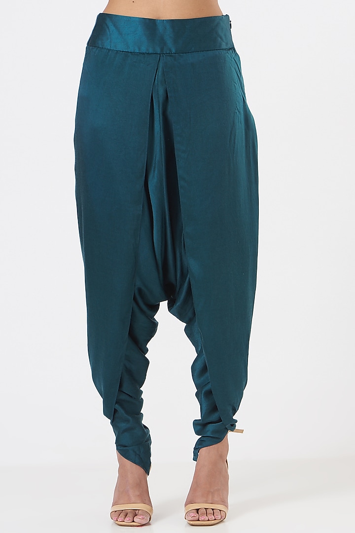Blue Chanderi Jacket Set by Debyani at Pernia's Pop Up Shop