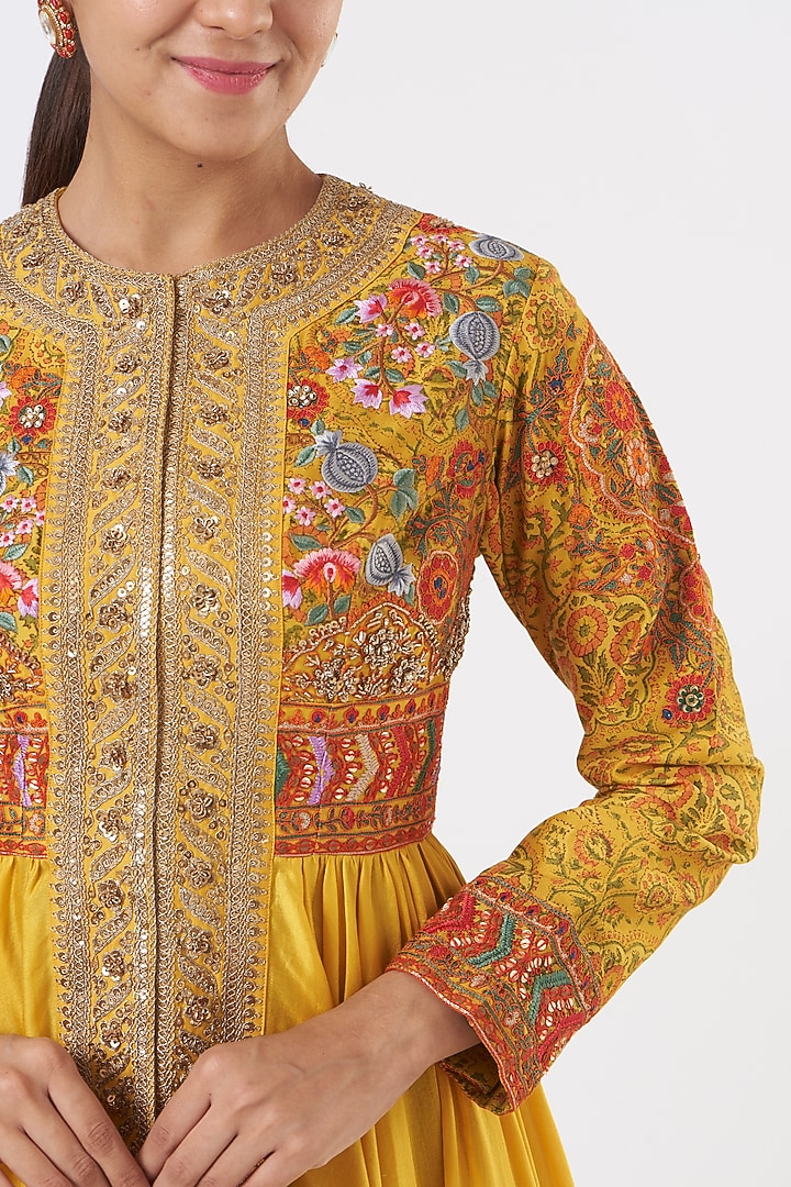 Mustard Chanderi Tunic Set by Debyani at Pernia's Pop Up Shop