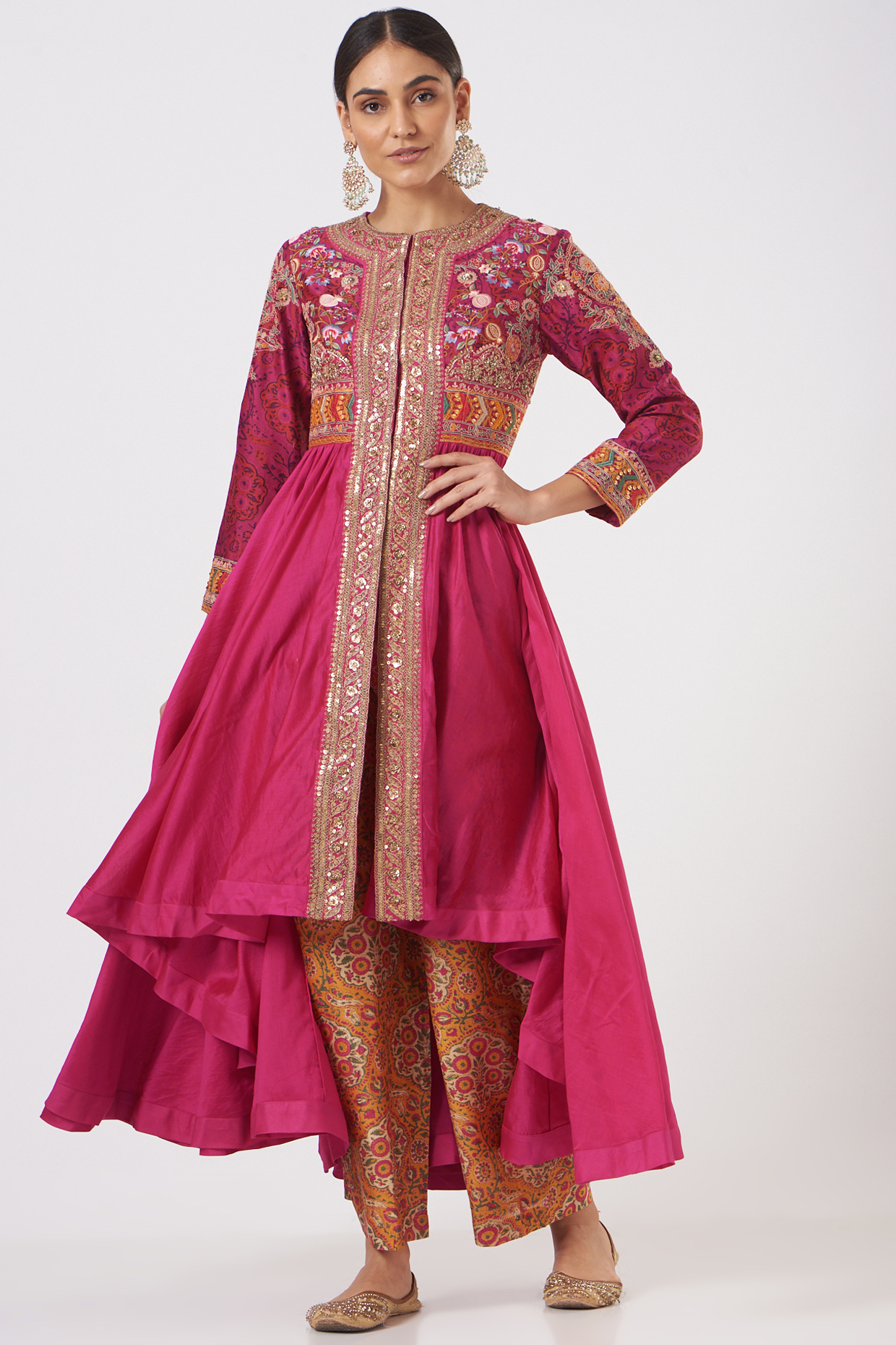 Magenta Chanderi Tunic Set by Debyani at Pernia's Pop Up Shop