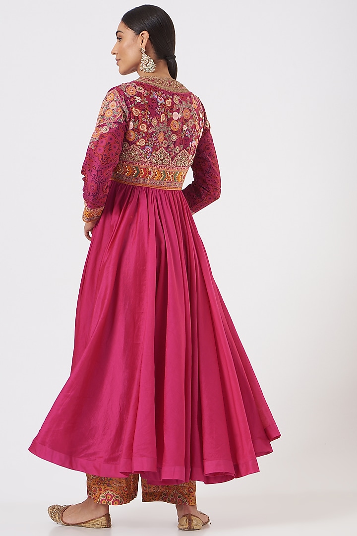 Magenta Chanderi Tunic Set by Debyani at Pernia's Pop Up Shop