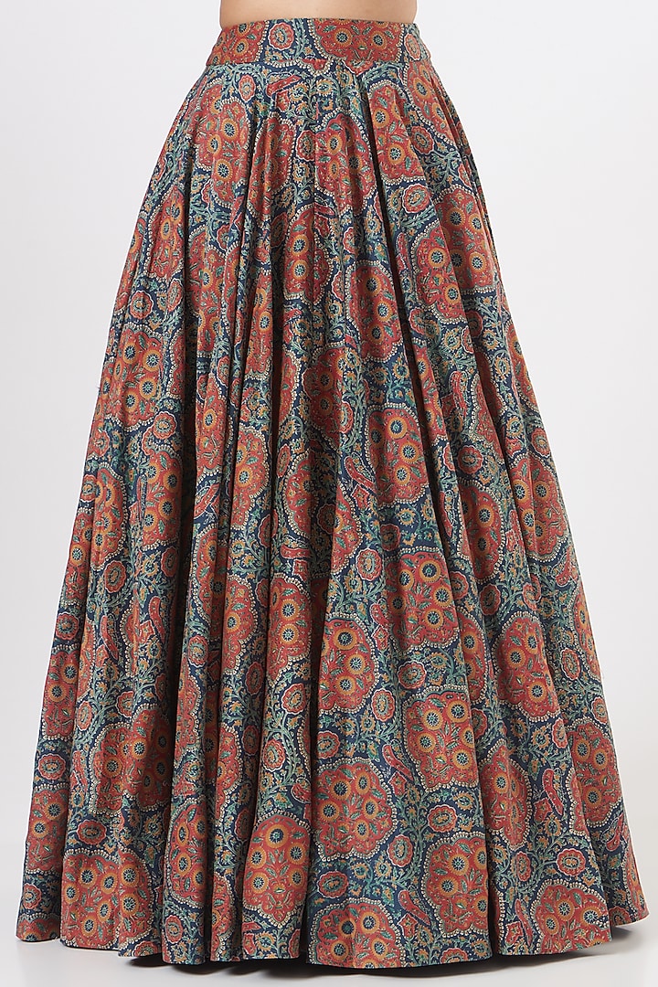 Blue Printed Wedding Lehenga Set by Debyani at Pernia's Pop Up Shop