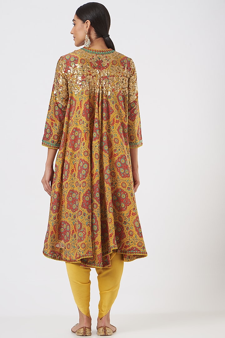 Mustard Printed Jacket Set by Debyani at Pernia's Pop Up Shop