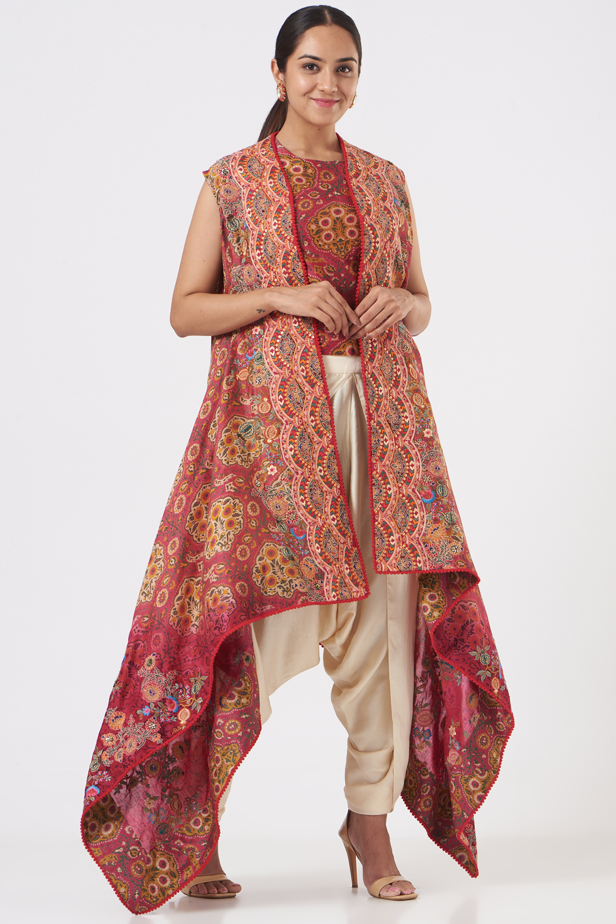 Magenta Printed Jacket Set by Debyani at Pernia's Pop Up Shop