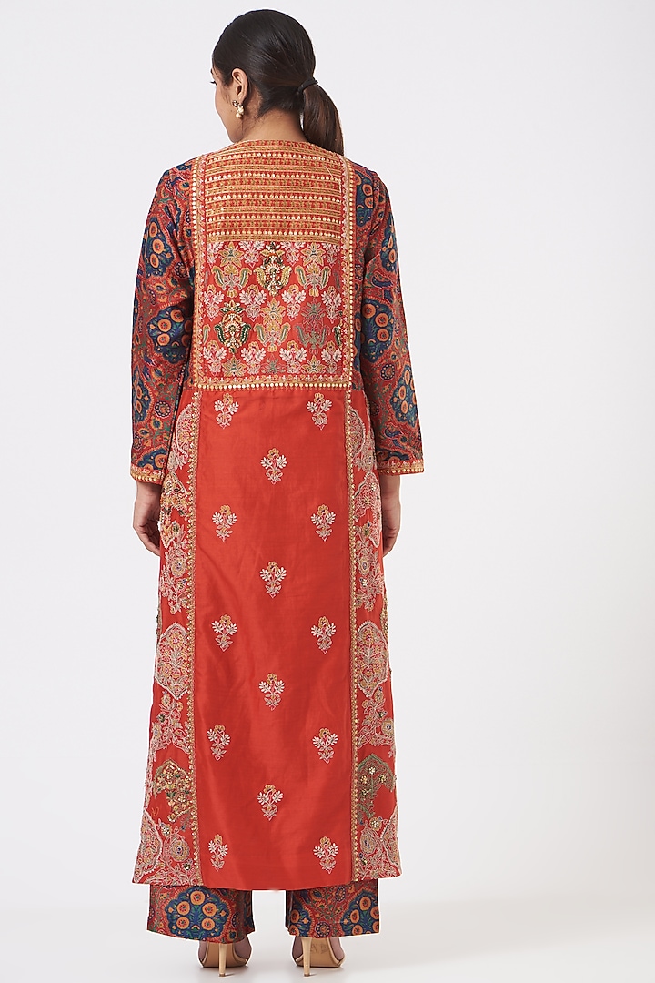 Red Chanderi Kurta Set by Debyani at Pernia's Pop Up Shop