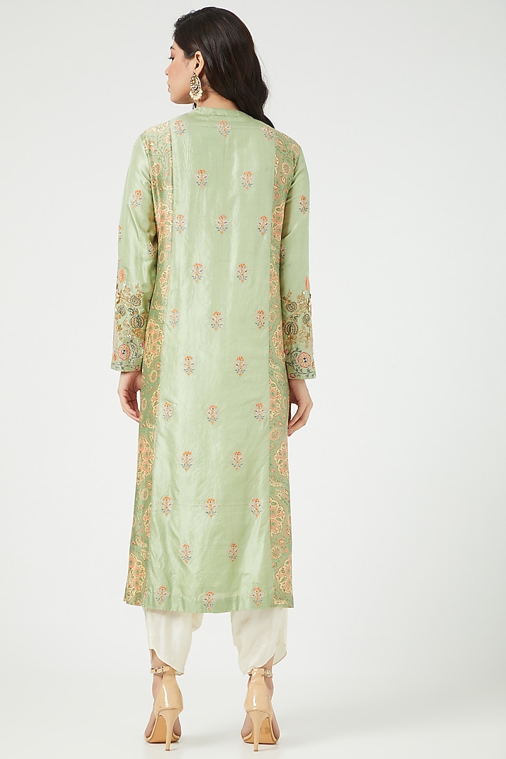Pista Green Banglore Silk Kurta Set by Debyani at Pernia's Pop Up Shop