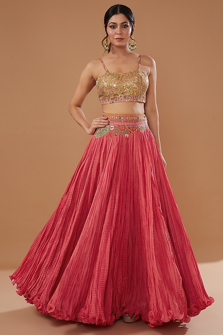 Powder Pink Chanderi Embroidered Cape Set by Debyani at Pernia's Pop Up Shop