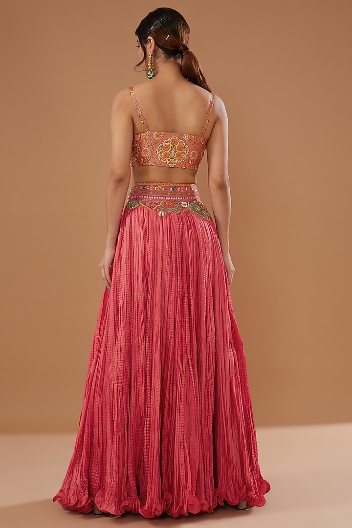 Powder Pink Chanderi Embroidered Cape Set by Debyani at Pernia's Pop Up Shop