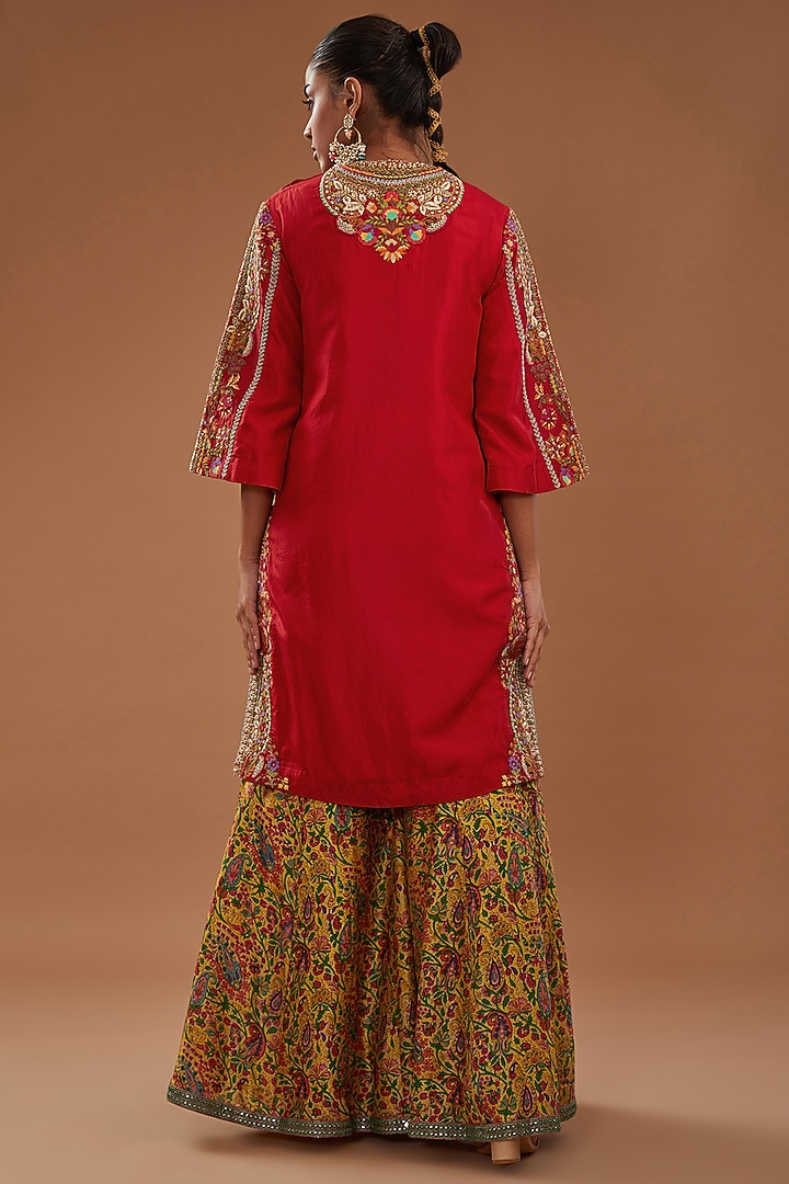 Yellow Chanderi Bridal Sharara Set by Debyani at Pernia's Pop Up Shop